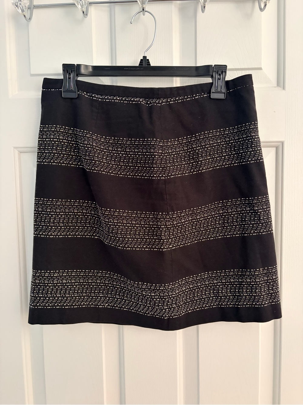 LOFT Black Skirt with White Stitch Stripes